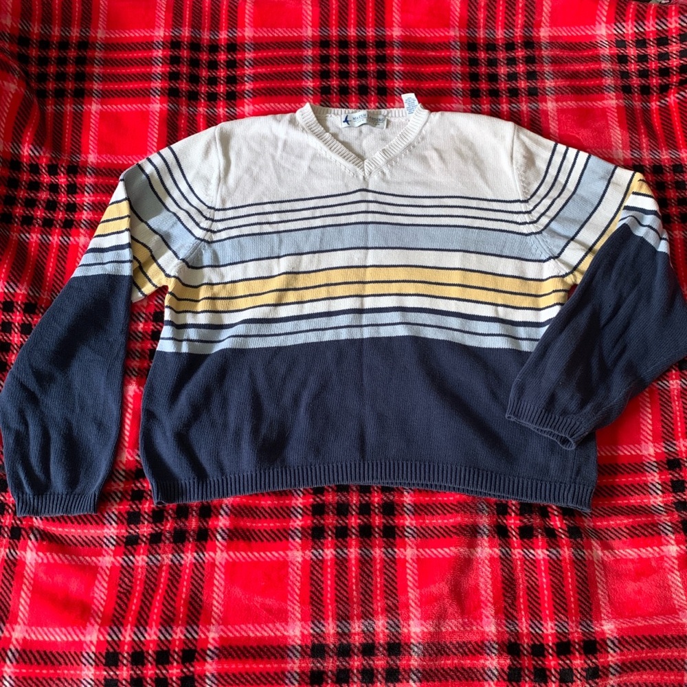 Striped Navy and Yellow Men's Sweater